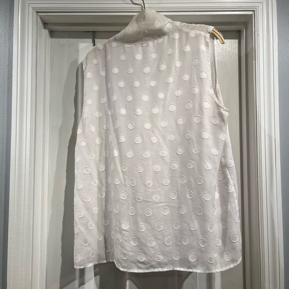 Calvin Klein White Sheer Polka Dot Top Sz Large - Picture 3 of 7